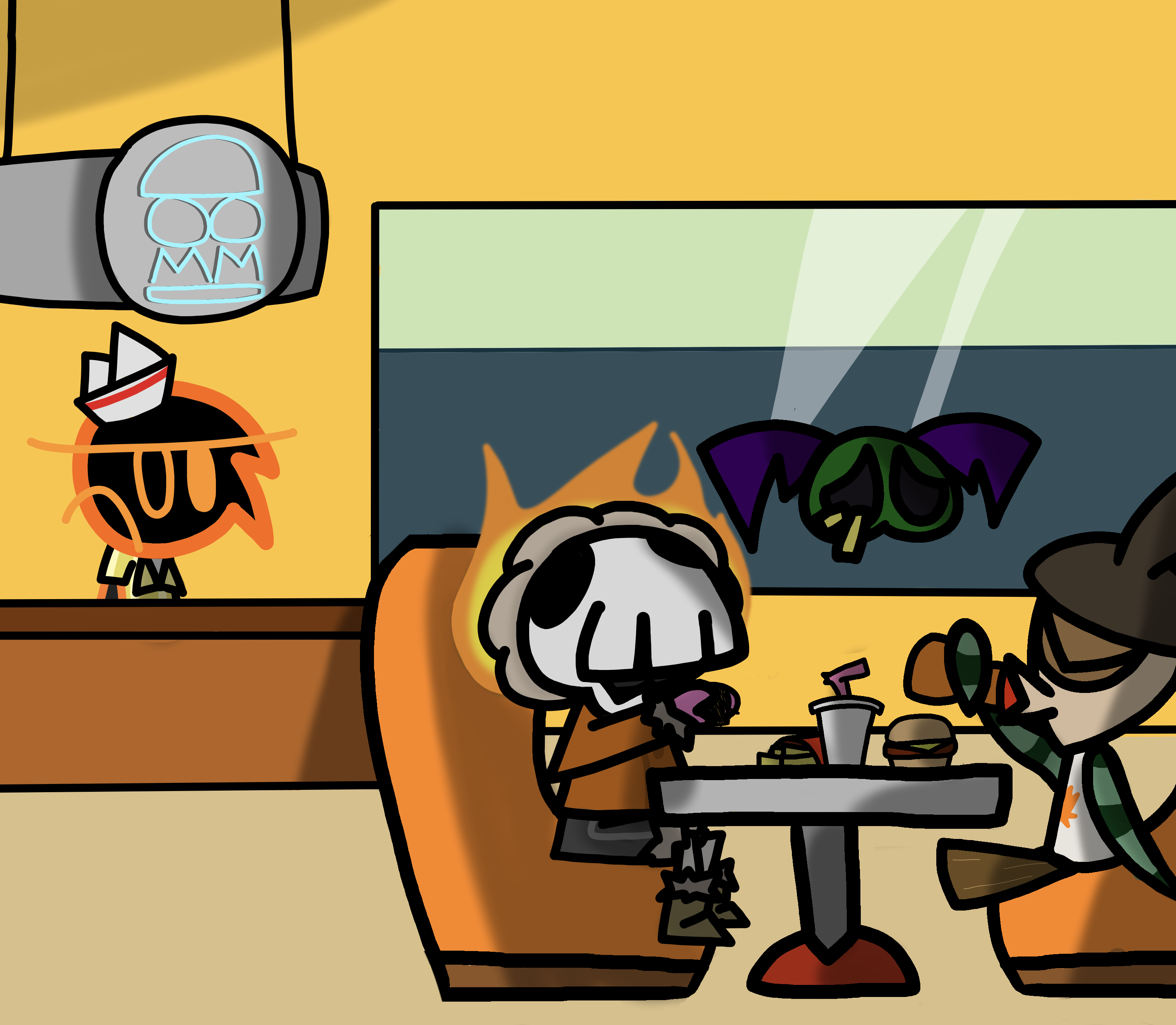 another sketch of the crew ata  burger joint
